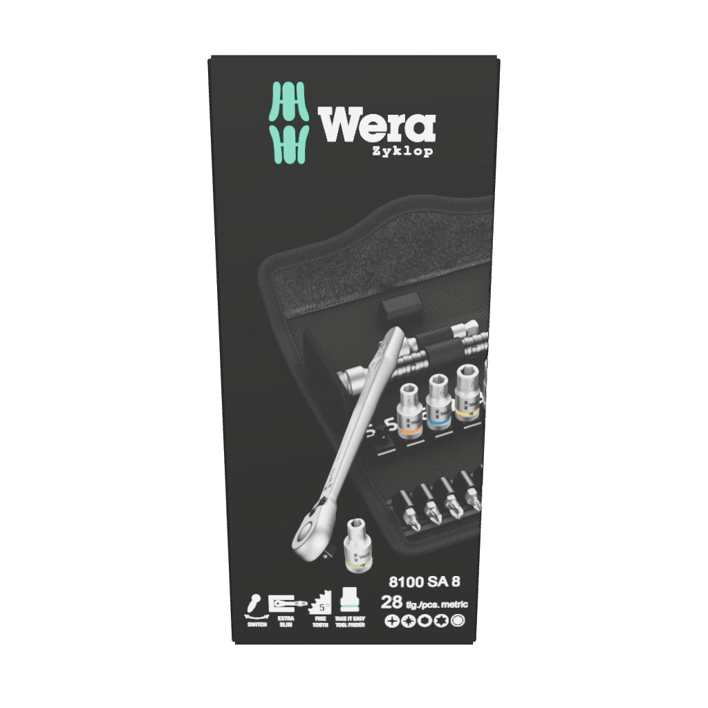 Wera 004018 Zyklop Metal Ratchet 1/4" Drive with Switch Lever Metric Set - WR004018 - KC Tool