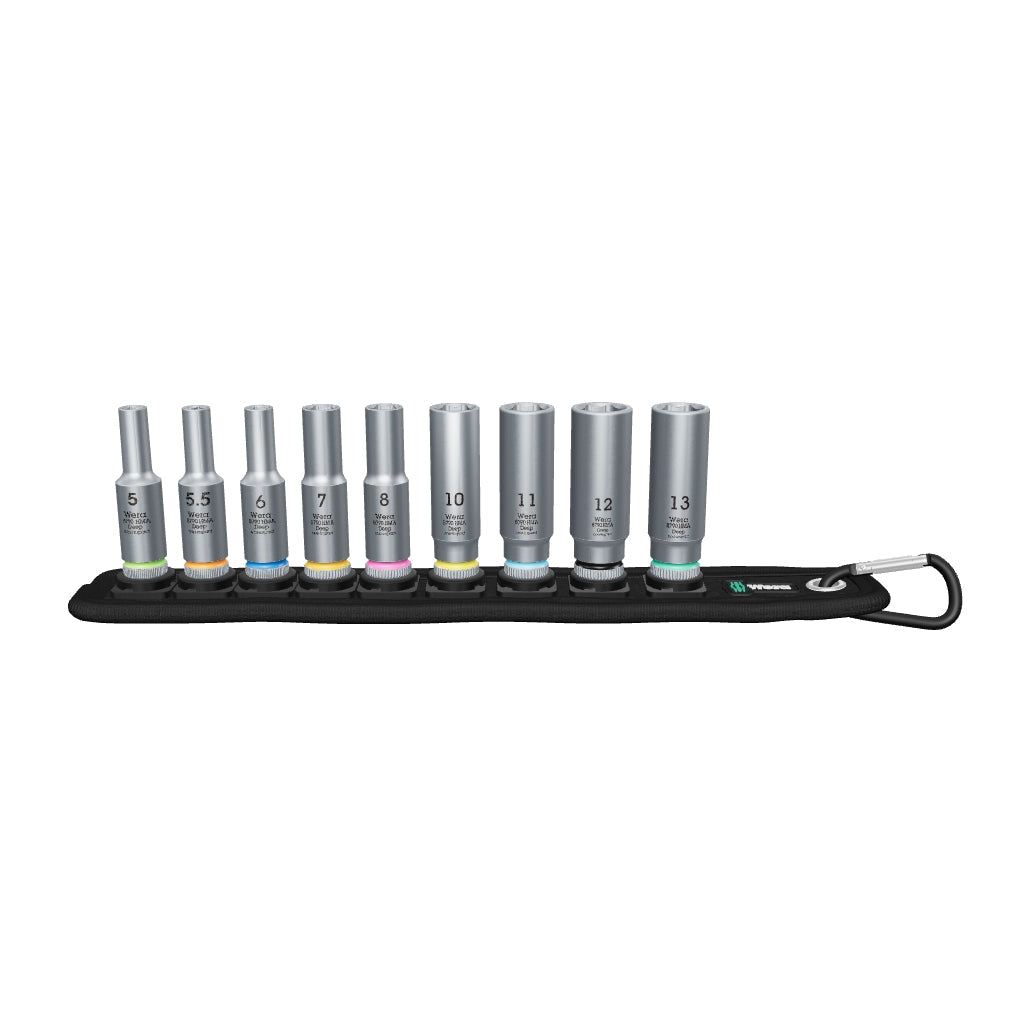 Wera 004525 Belt A 1/4" Deep Metric Socket Set on Belt, 9 Pieces - WR004525 - KC Tool
