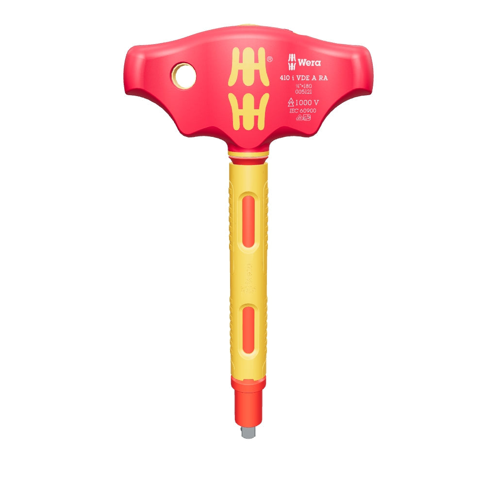 Wera 005121 VDE A RA VDE-insulated Ratcheting T-handle, 1/4" Square Drive - WR005121 - KC Tool