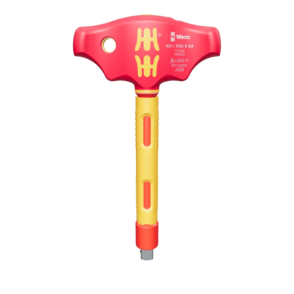 Wera 005122 VDE B RA VDE-insulated Ratcheting T-handle, 3/8" Square Drive - WR005122 - KC Tool