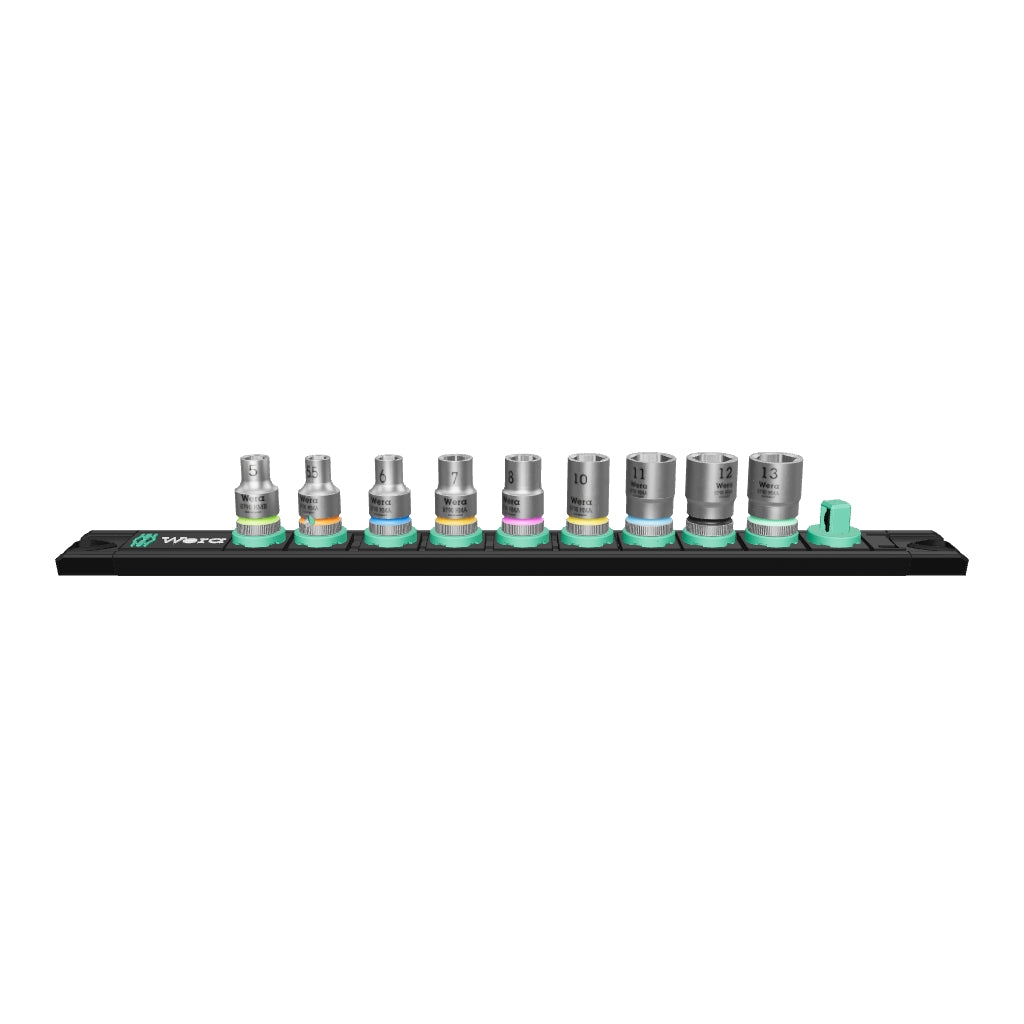Wera 005400 Metric 1/4" Drive Zyklop Socket Set with Magnetic Holder, 9 Pieces - WR005400 - KC Tool