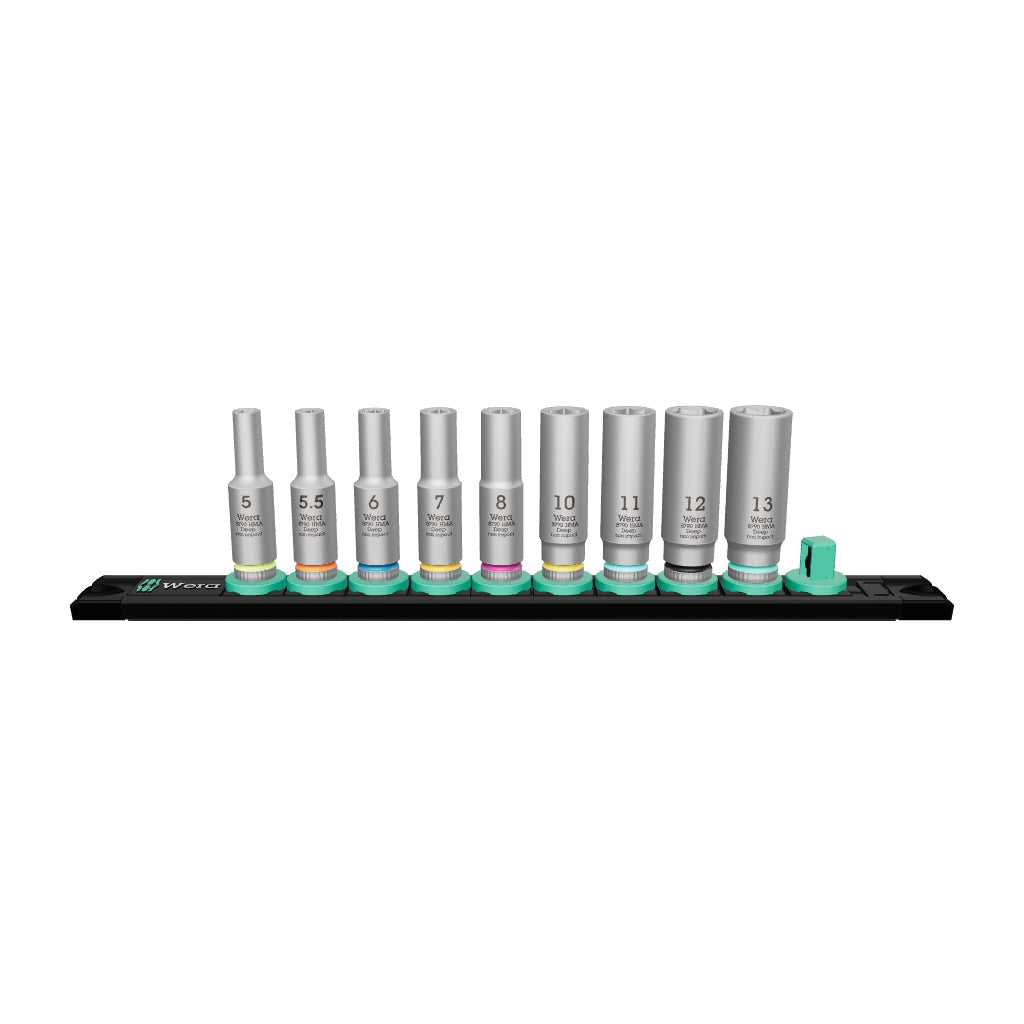 Wera 005410 Metric 1/4" Drive Deep Socket Set with Magnetic Holder, 9 Pieces - WR005410 - KC Tool