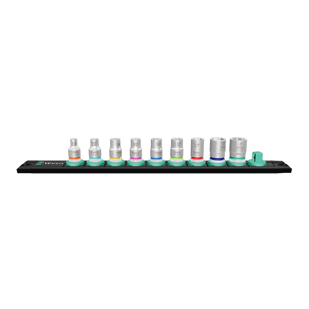 Wera 005420 SAE 1/4" Drive Zyklop Socket Set with Magnetic Holder, 9 Pieces - WR005420 - KC Tool