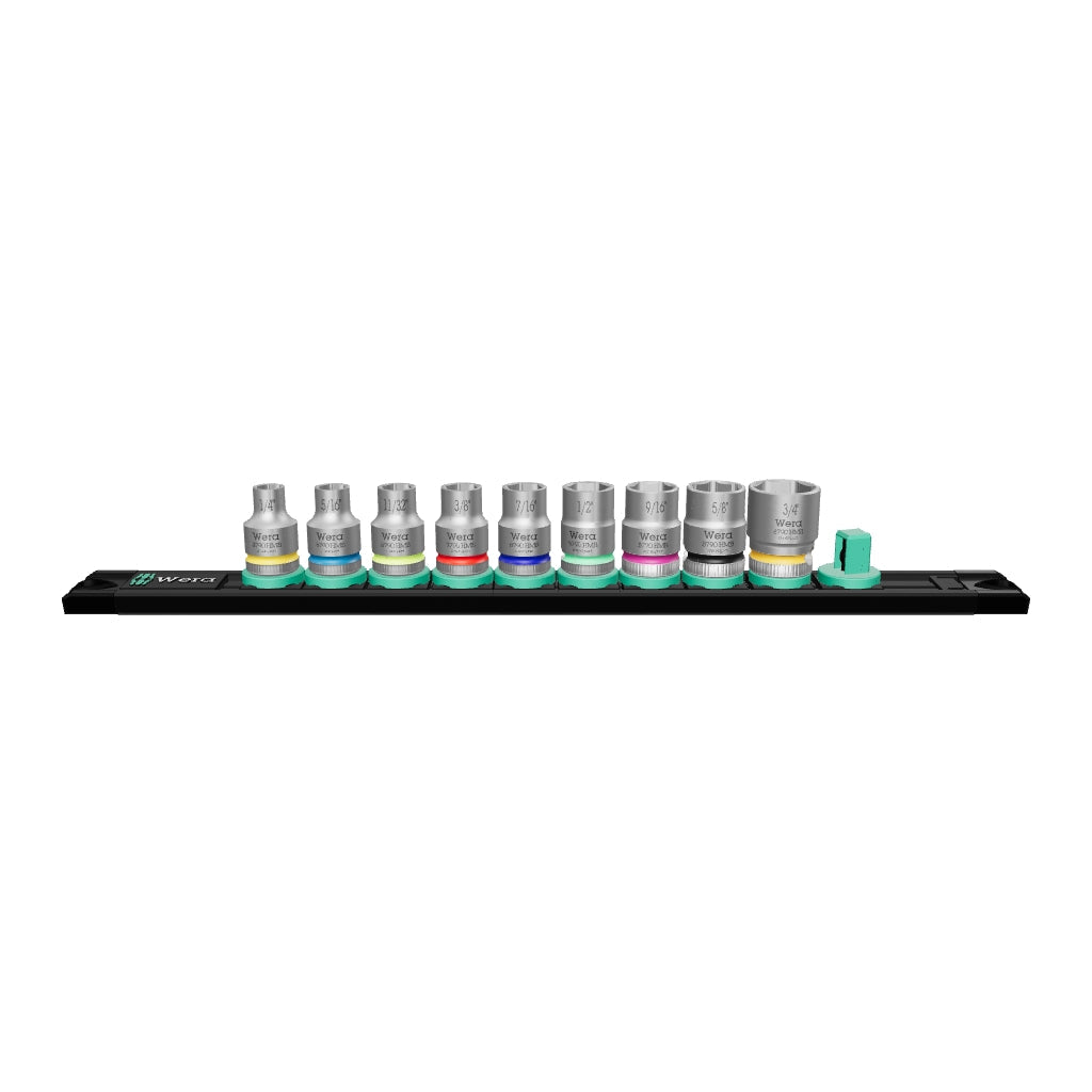 Wera 005450 SAE 3/8" Drive Zyklop Socket Set with Magnetic Holder, 9 Pieces - WR005450 - KC Tool
