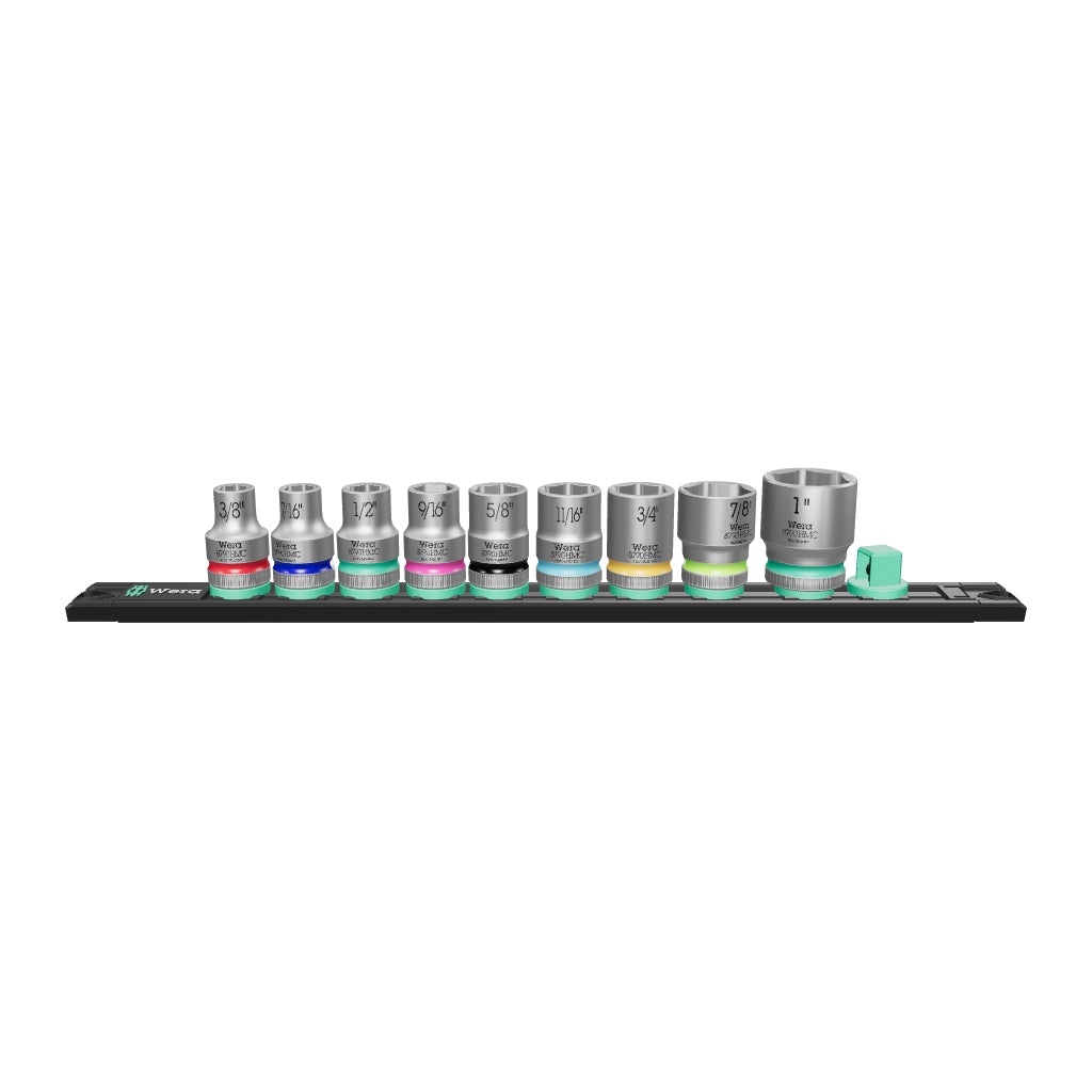 Wera 005480 SAE 1/2" Drive Zyklop Socket Set with Magnetic Holder, 9 Pieces - WR005480 - KC Tool