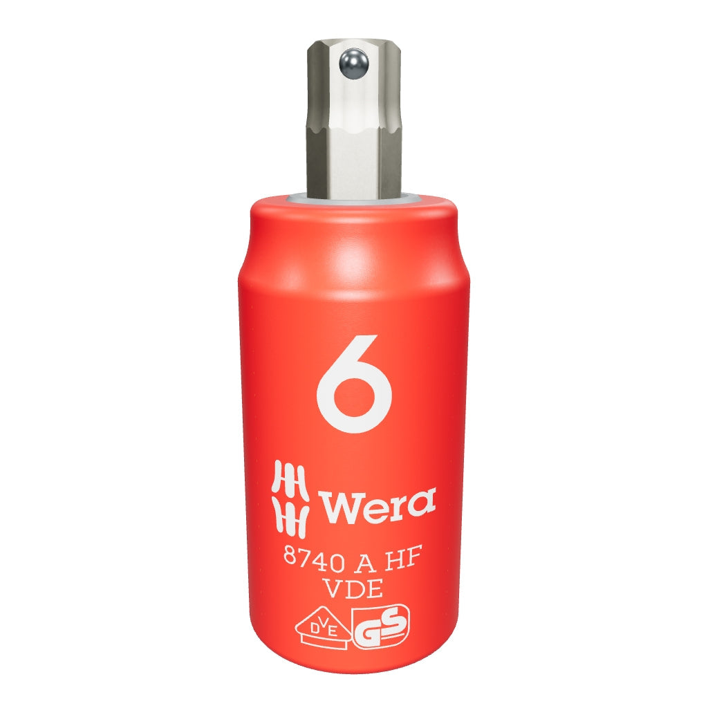Wera 005903 6 mm VDE Insulated Inside Hex Zyklop Bit Socket, 1/4" Drive, with Holding Function - WR005903 - KC Tool