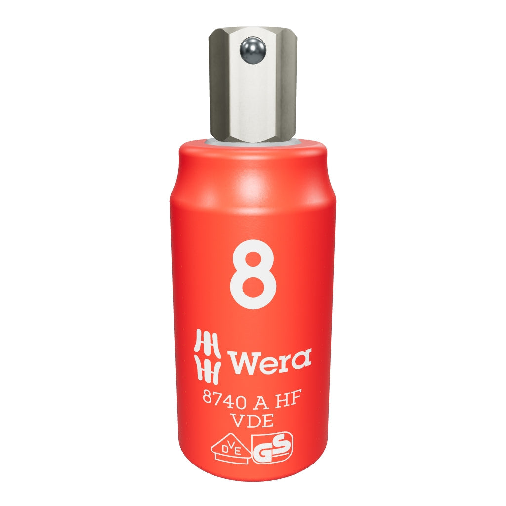 Wera 005904 8 mm VDE Insulated Inside Hex Zyklop Bit Socket, 1/4" Drive, with Holding Function - WR005904 - KC Tool