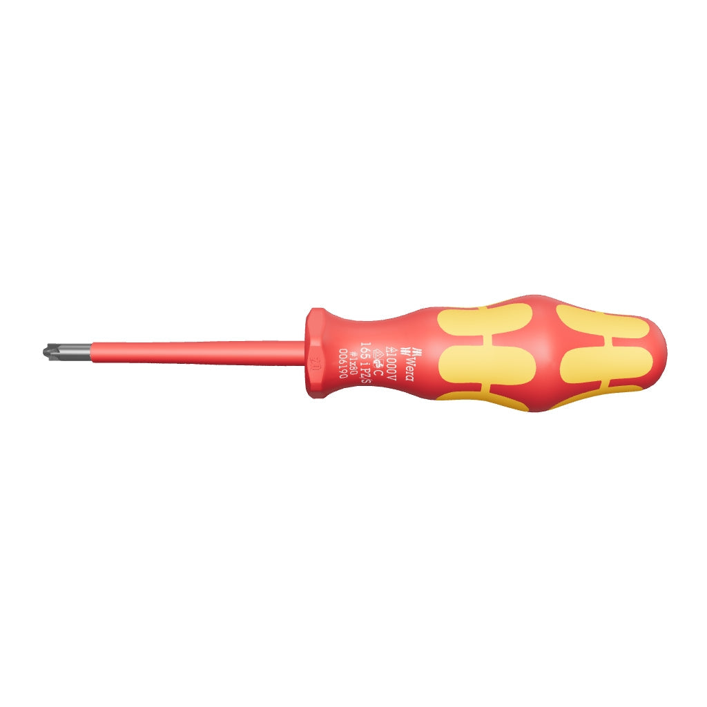 Wera 006190 Kraftform Plus VDE PlusMinus (Pozidriv/Slotted) Screwdriver, #1 x 80mm - WR006190 - KC Tool