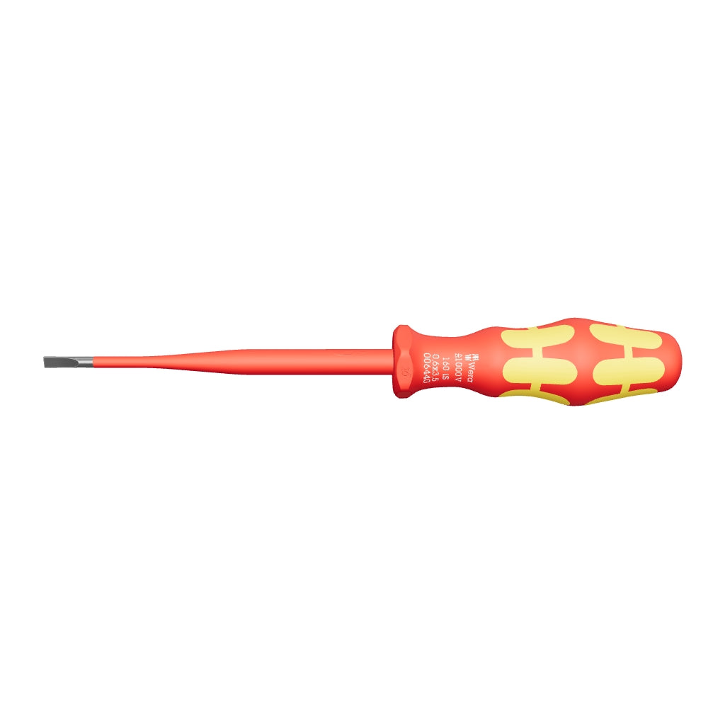 Wera 006440  Kraftform Plus VDE Slotted Slim Screwdriver, 3.5 x 100mm - WR006440 - KC Tool