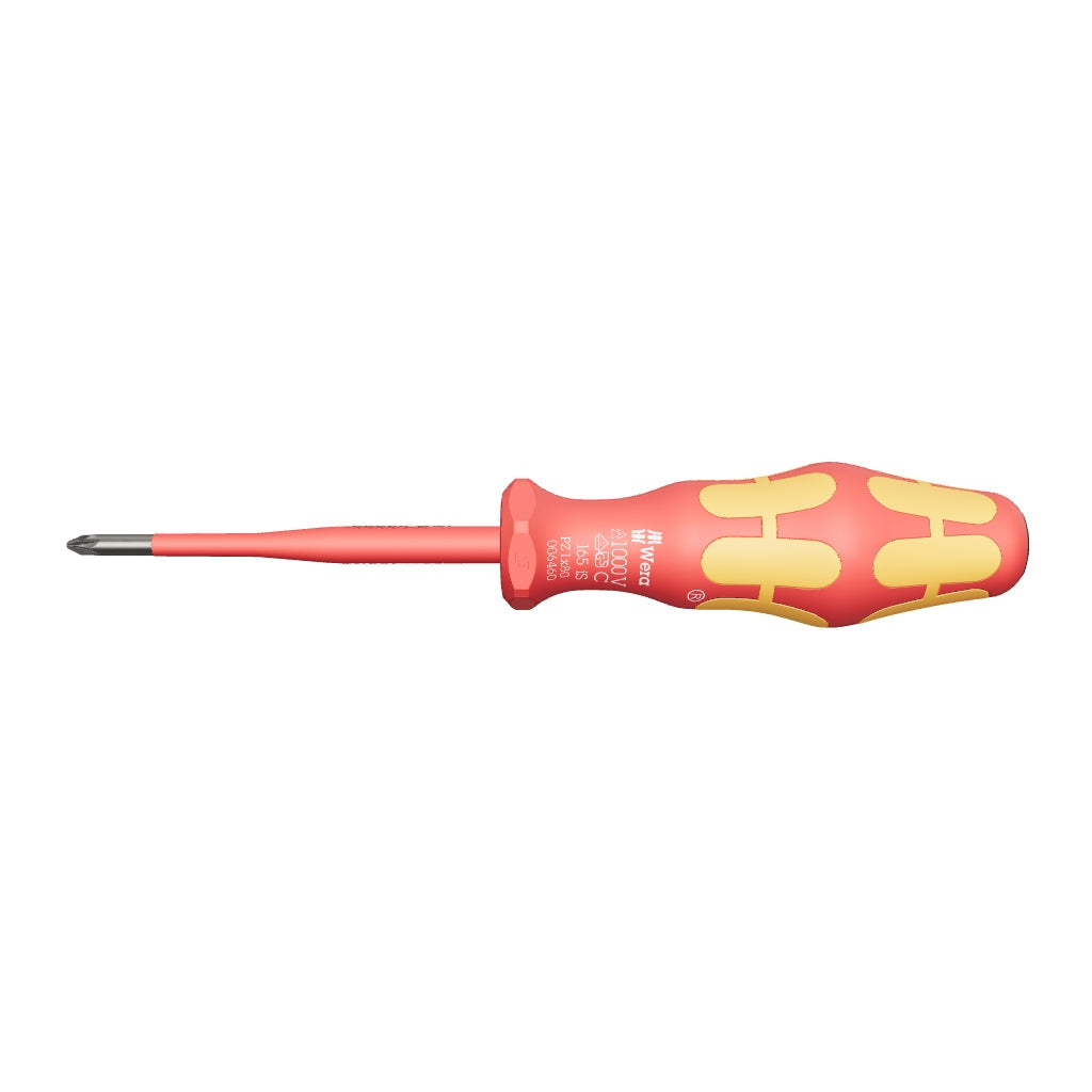 Wera 006460 Kraftform Plus VDE Pozidriv Slim Screwdriver, #1 x 80mm - WR006460 - KC Tool