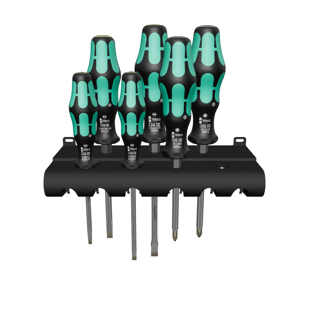 Wera 007681 Kraftform Plus Slotted/Pozidriv Screwdriver Set + Rack - WR007681 - KC Tool