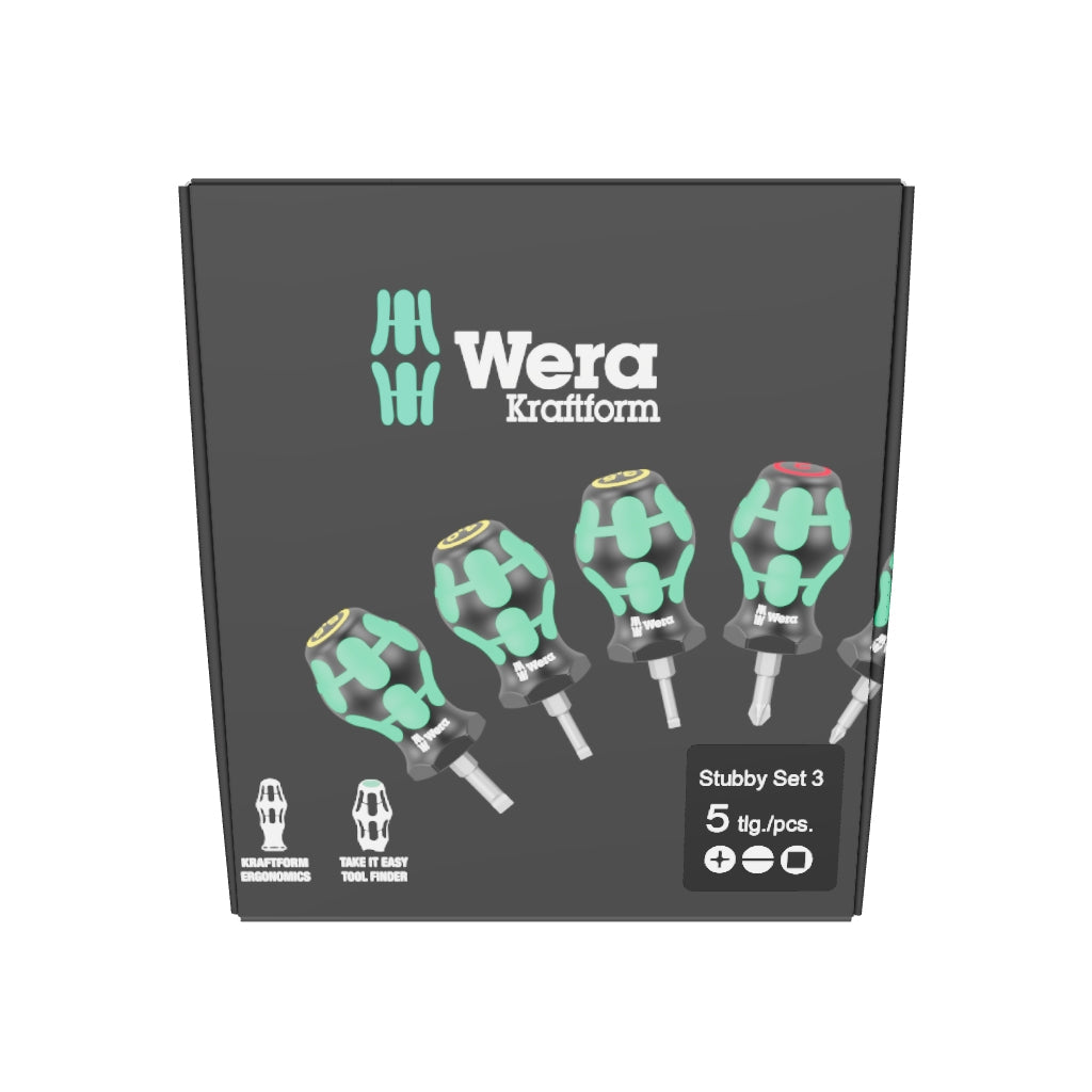 Wera 008872 Square/Phillips/Slotted Stubby Set 3, 5 Pieces - WR008872 - KC Tool