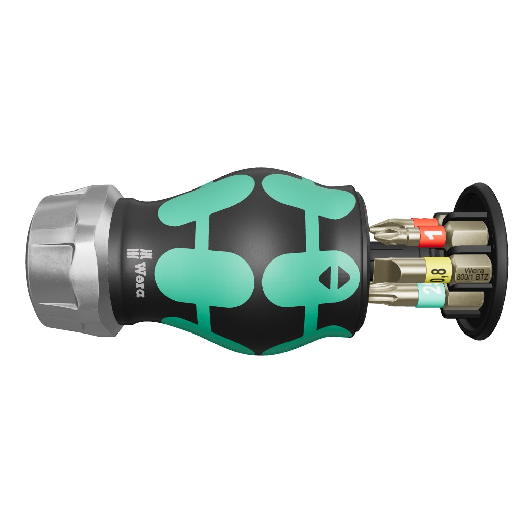 Wera 008884 Kraftform Kompakt RA 2 Ratcheting Stubby Screwdriver with Bit Storage, 6 Pieces - WR008884 - KC Tool
