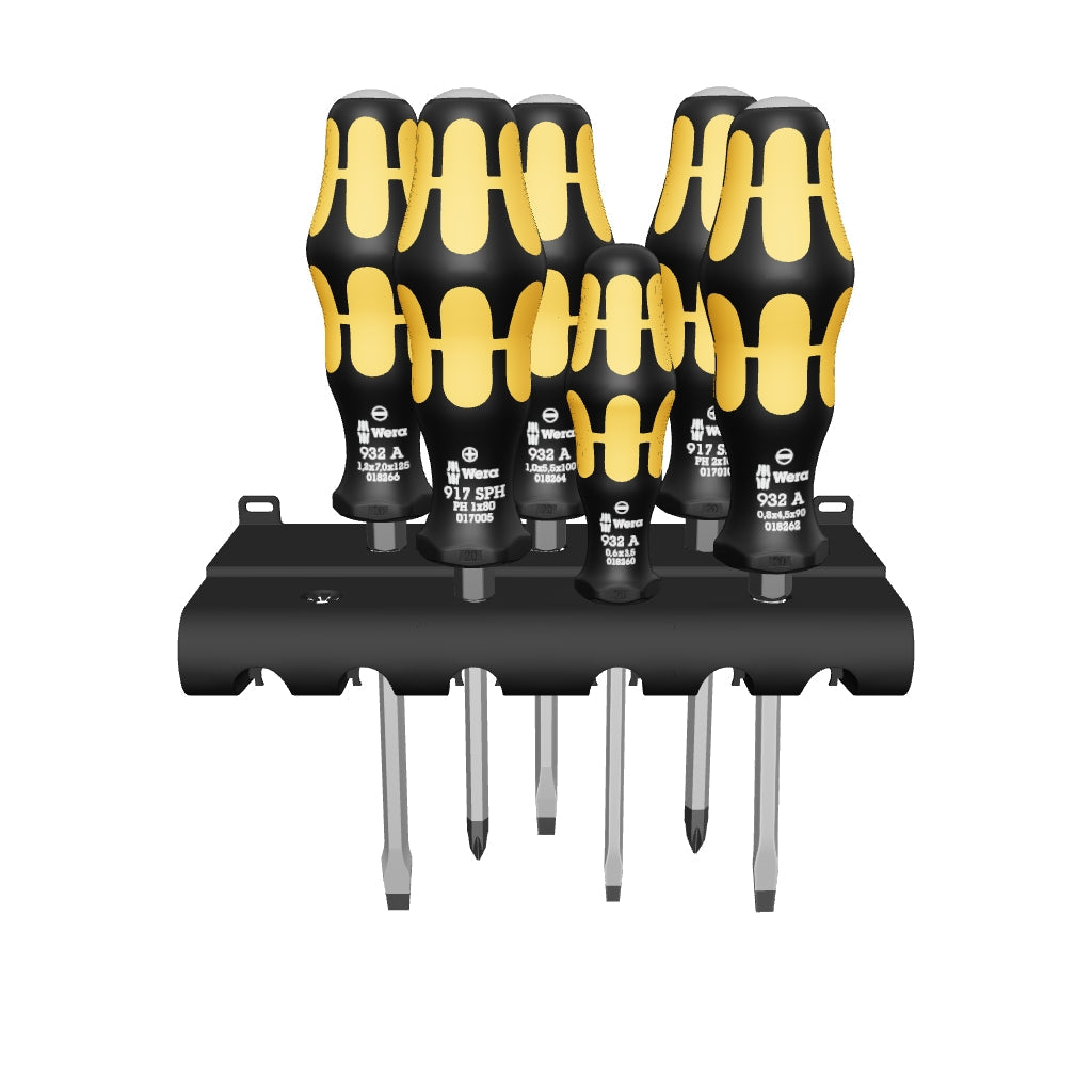 Wera 018282 Kraftform Plus Slotted/Phillips Screwdriver Set + Rack - WR018282 - KC Tool