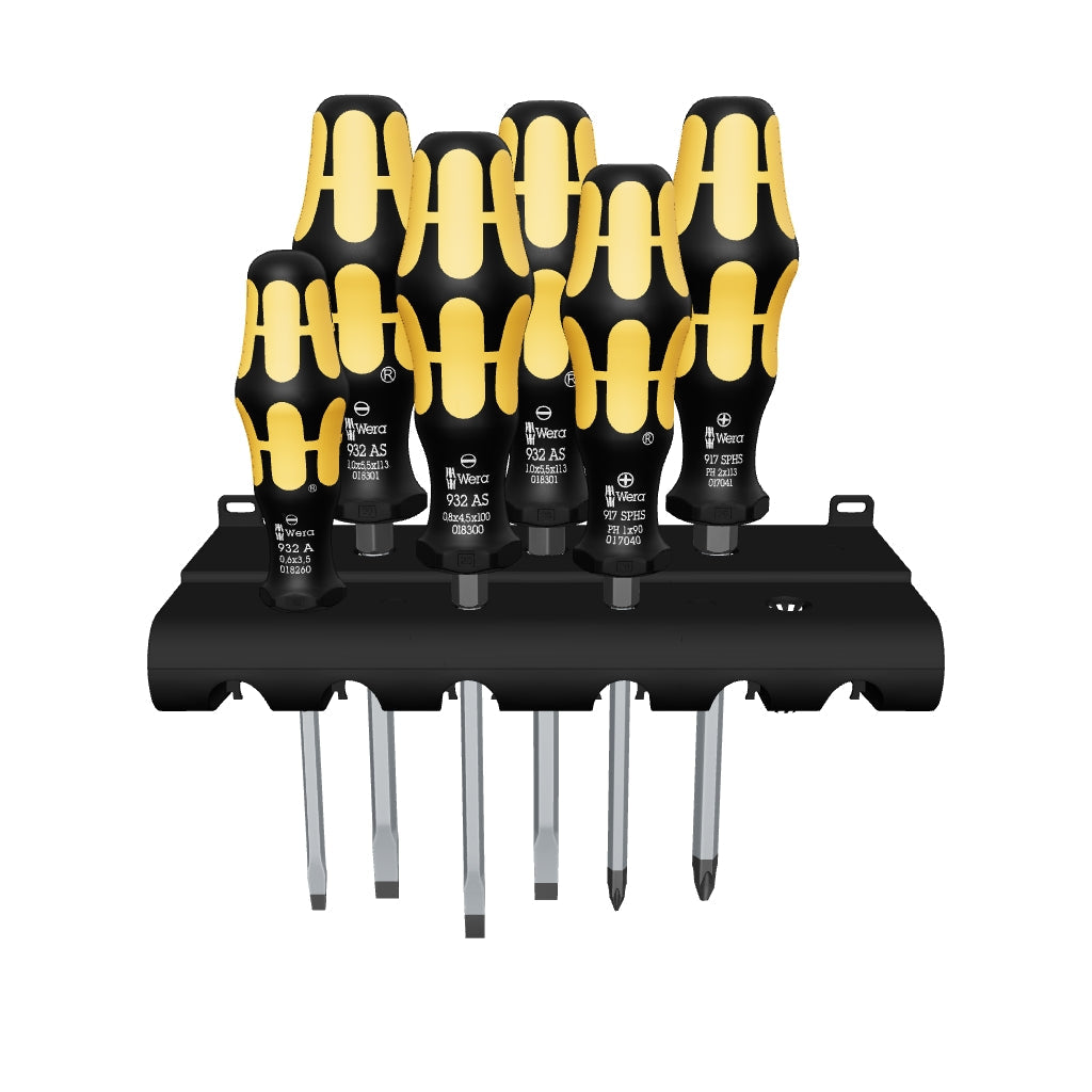 Wera 018283 Kraftform Plus Slotted/Phillips Screwdriver Set + Rack - WR018283 - KC Tool