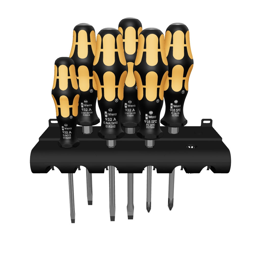 Wera 018287 Kraftform Plus Slotted/PoziDriv Screwdriver Set + Rack - WR018287 - KC Tool