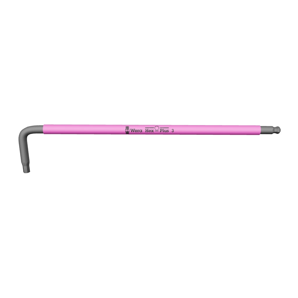 Wera 022606 3 x 123mm Hex + Ball End Hex L-key (Pink) - WR022606 - KC Tool