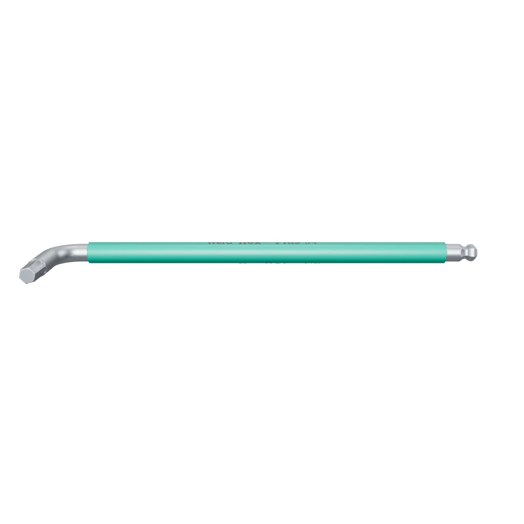 Wera 022856 Multicolor Hex-Plus Stainless L-key with Ball End, 1/4" x 185mm (Turquoise) - WR022856 - KC Tool