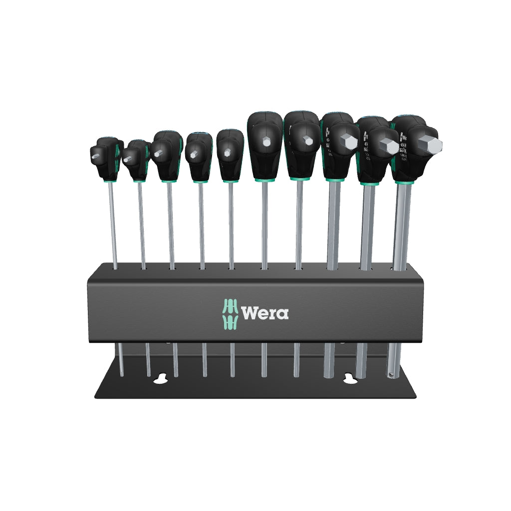Wera 023454 Hex-Plus T-handle Set with Holding Function, Inch, 10 Pieces - WR023454 - KC Tool
