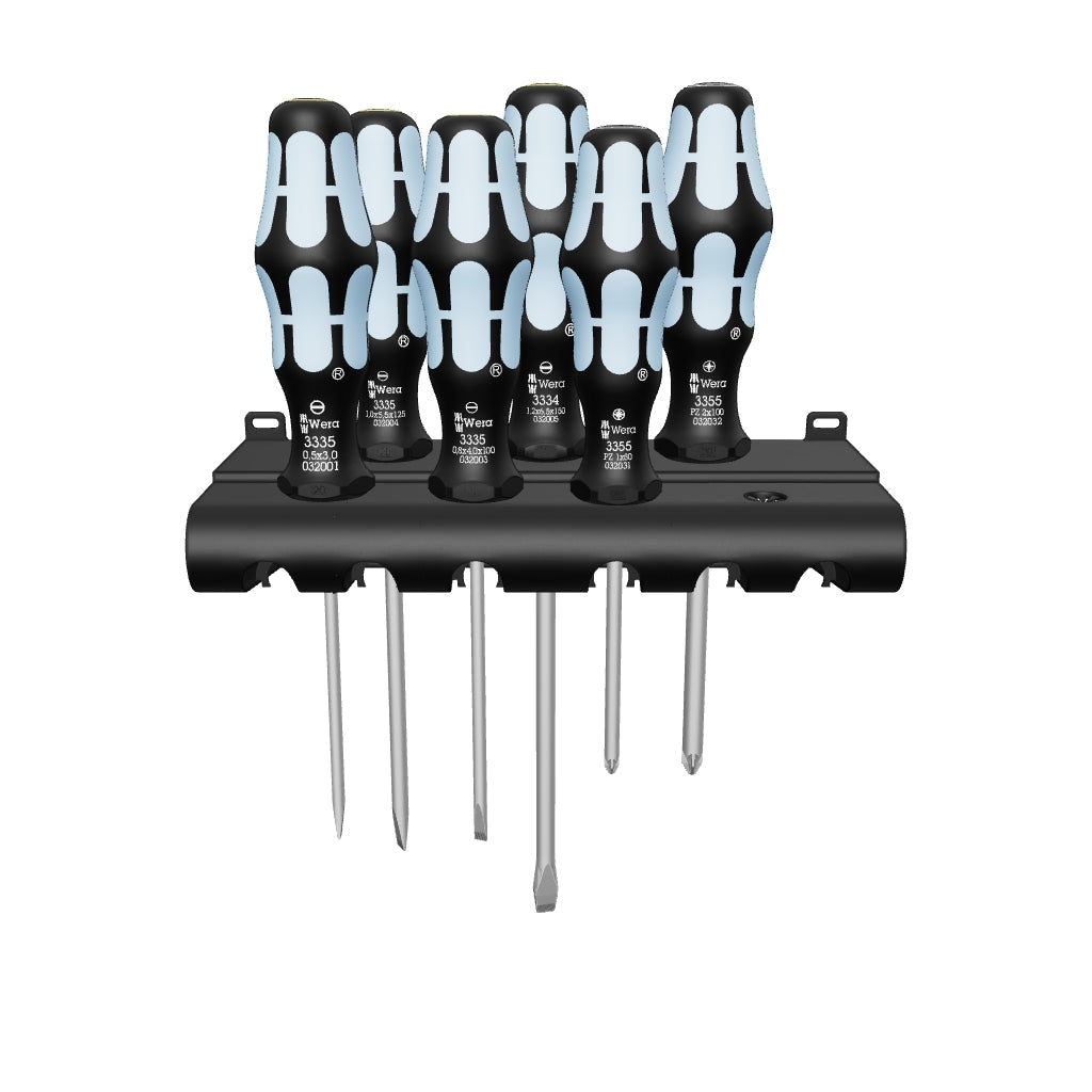 Wera 032061 Stainless Steel Slotted/Pozidriv Screwdriver Set + Rack - WR032061 - KC Tool