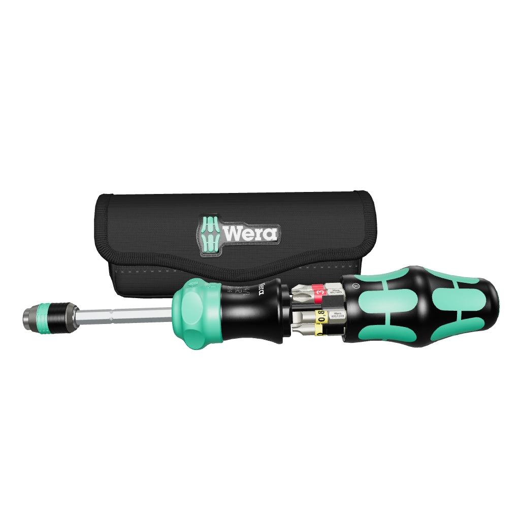Wera 051515 Kraftform Kompakt 25 RA-R Ratcheting Bitholder with Pouch, 7 Pieces - WR051515 - KC Tool