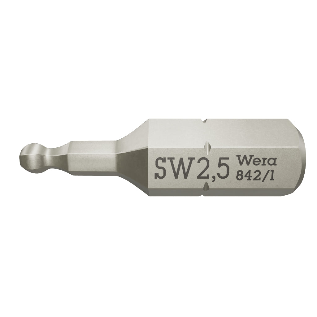Wera 056350 2.5 x 25mm Ball End Hex Bit - WR056350 - KC Tool