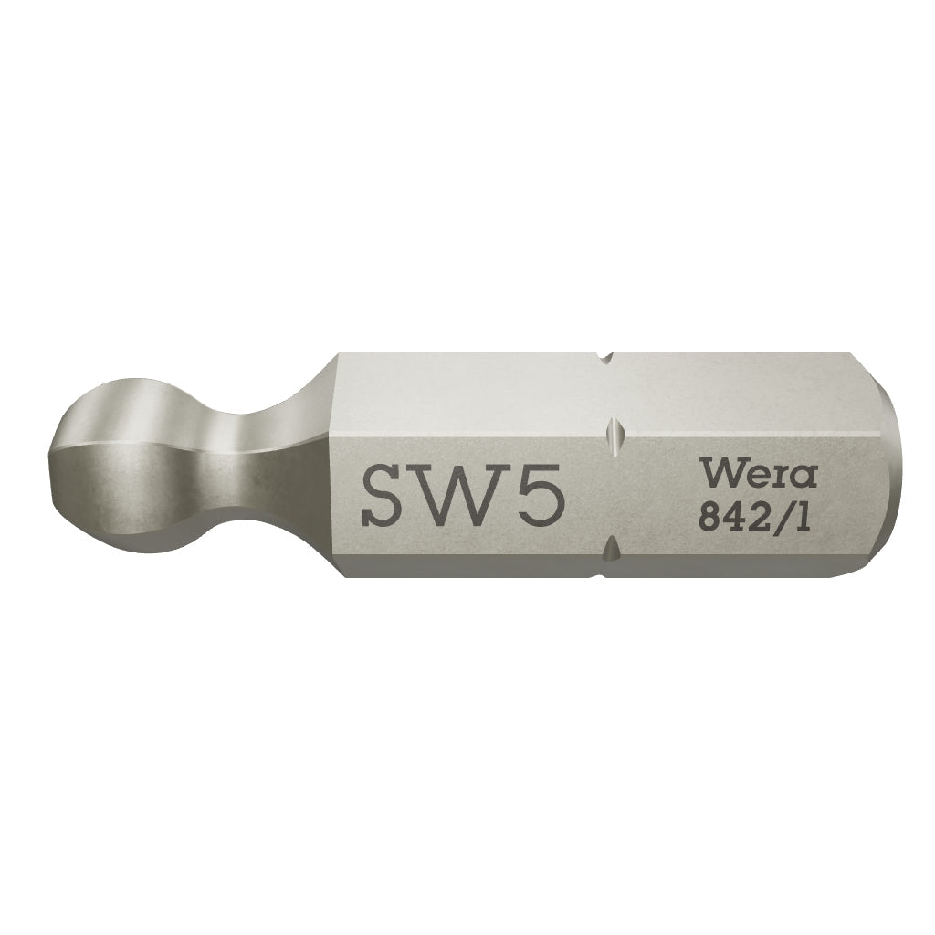 Wera 056356 5 x 25mm Ball End Hex Bit - WR056356 - KC Tool