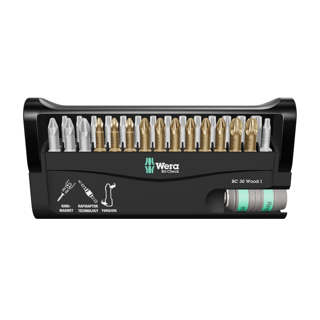 Wera 057433 Bit-Check 30 Wood 1 - PH, PZ and TX Insert Bit Set - WR057433 - KC Tool