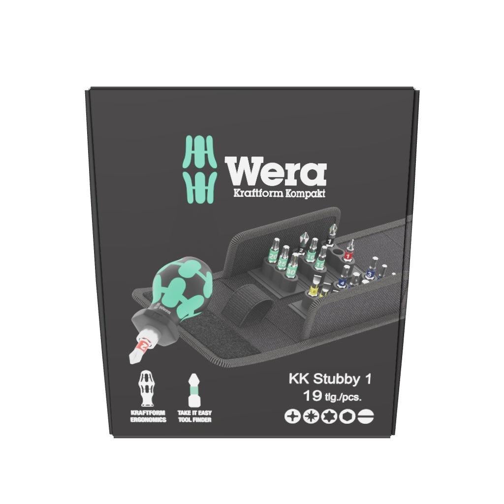 Wera 057471 Stubby Bit Holder Set 1, 19 Pieces - WR057471 - KC Tool