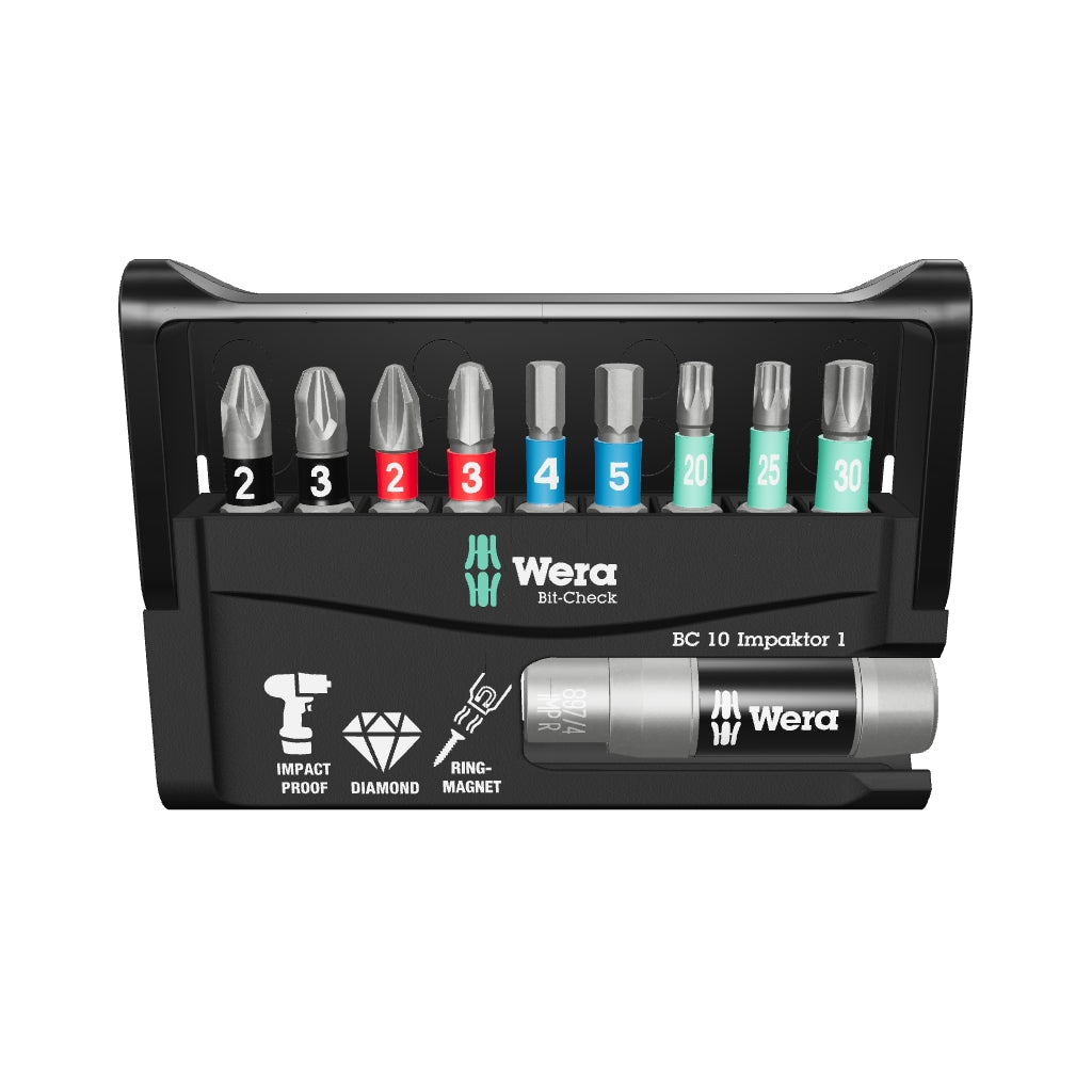 Wera 057680 Bit-Check 10 Impaktor 1 Insert Bit Set - WR057680 - KC Tool