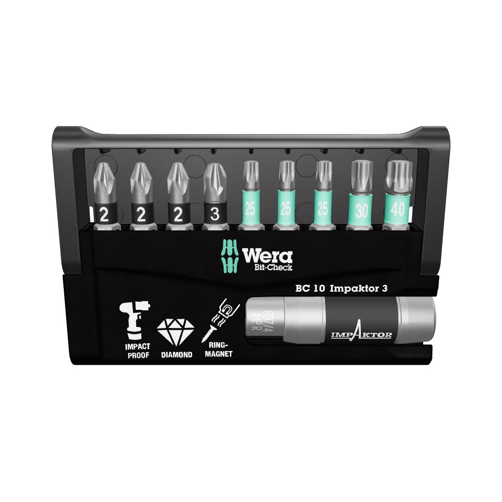 Wera 057683 Bit-Check 10 Impaktor 3 Insert Bit Set - WR057683 - KC Tool