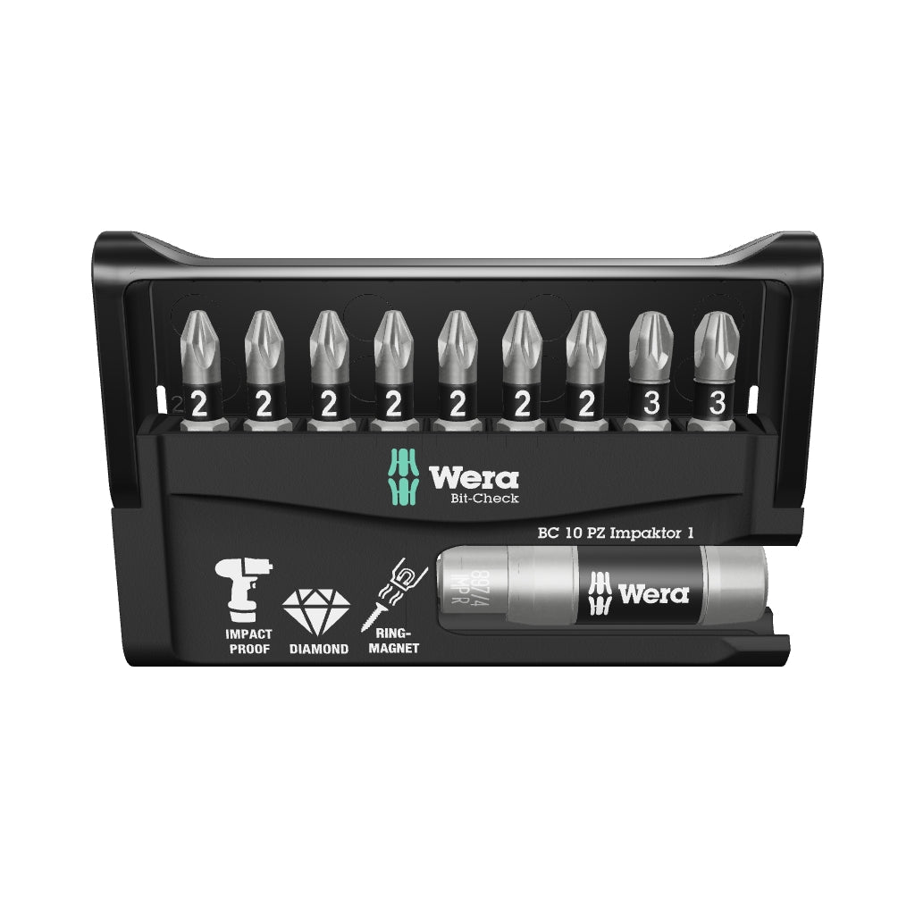 Wera 057684 Bit-Check 10 PZ Impaktor 1 Insert Bit Set - WR057684 - KC Tool