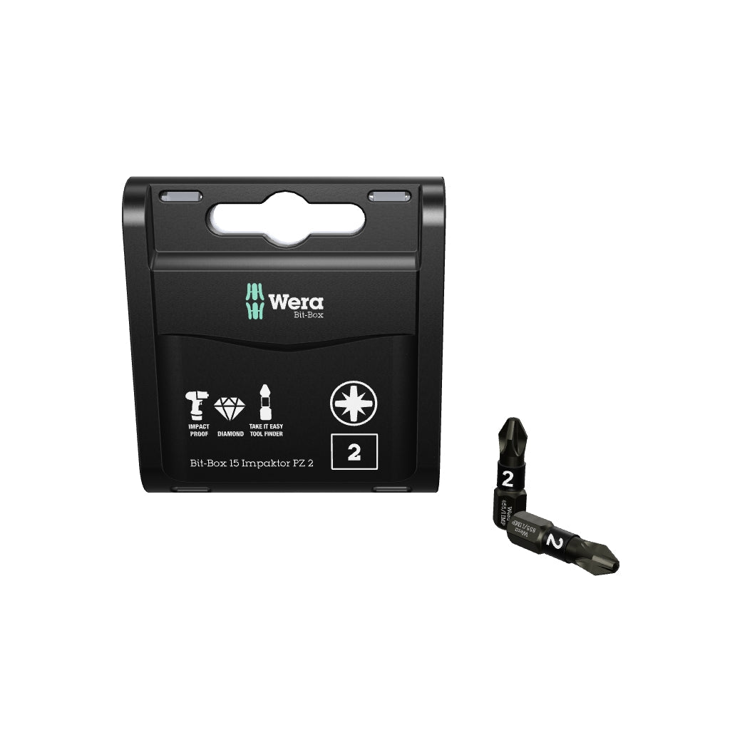 Wera 057763 Bit-Box 15 Impaktor PZ Pozidriv #2 - WR057763 - KC Tool