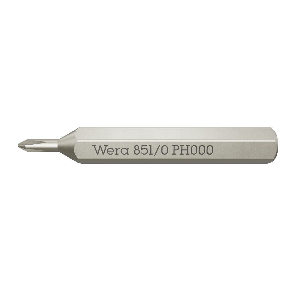 Wera 058119 Micro Bit for Phillips Screws, PH000 x 30 mm, 4 mm Hex Drive - WR058119 - KC Tool