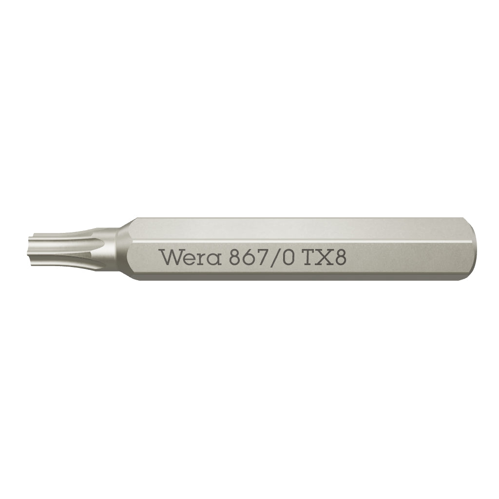 Wera 058132 Micro Bit for TORX® Screws, T8 x 30mm, 4 mm Hex Drive - WR058132 - KC Tool