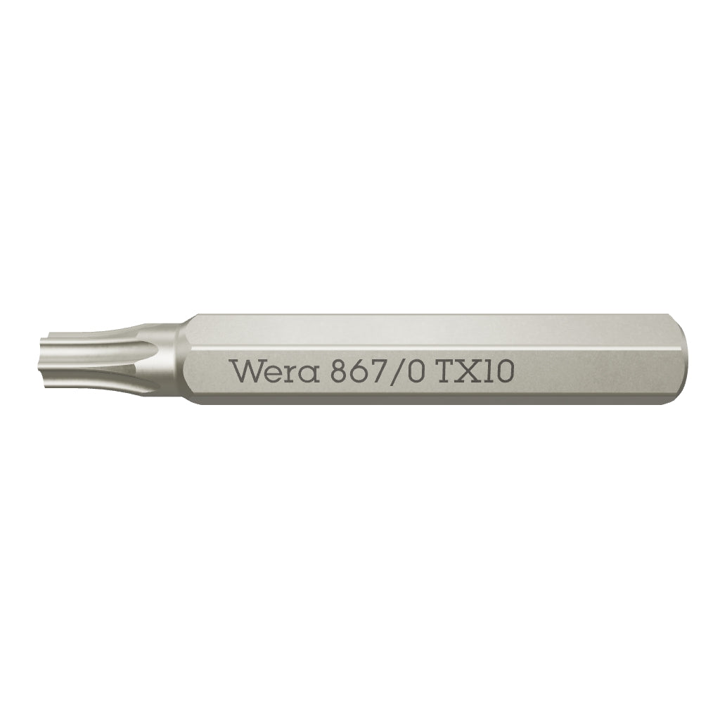 Wera 058133 Micro Bit for TORX® Screws, T10 x 30mm, 4 mm Hex Drive - WR058133 - KC Tool