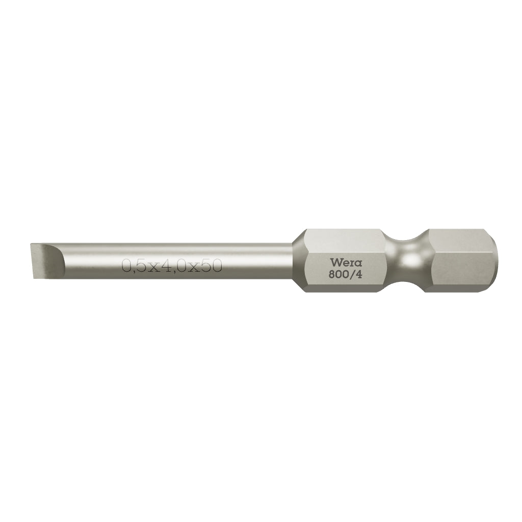 Wera 059307 0.5 x 4 x 50mm Slotted Power Bit - WR059307 - KC Tool