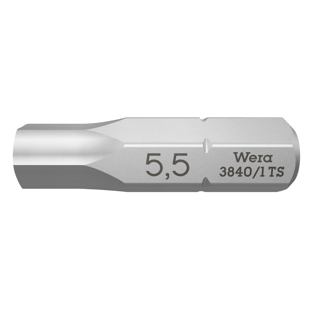 Wera 071077 5.5 x 25mm Stainless Steel Hex Torsion Insert Bit - WR071077 - KC Tool