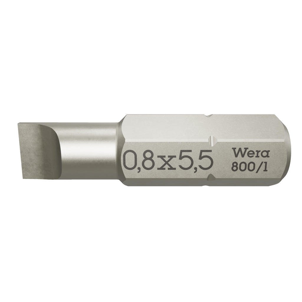 Wera 072057 0.8 x 5.5 x 25mm Slotted Bit - WR072057 - KC Tool