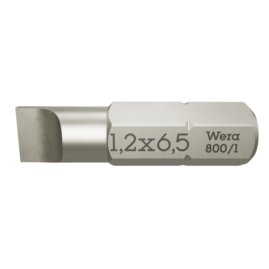 Wera 072061 1.2 x 6.5 x 25mm Slotted Bit - WR072061 - KC Tool