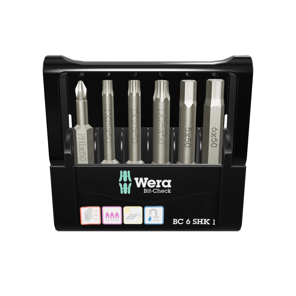Wera 073631 Bit-Check 6 SHK 1 SB, 6 Pieces - WR073631 - KC Tool