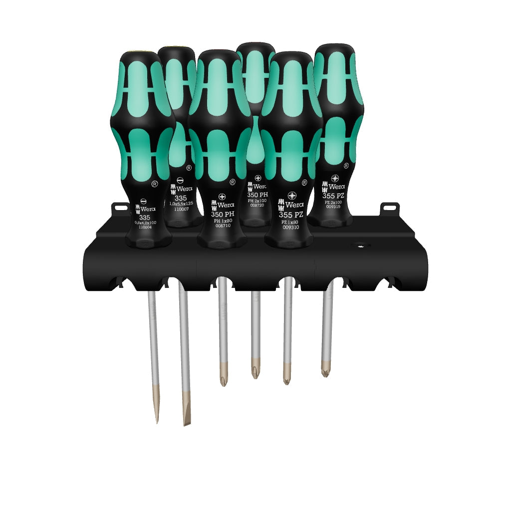 Wera 105622 Kraftform Plus Slotted/PH/PZ Screwdriver Set + Rack - WR105622 - KC Tool