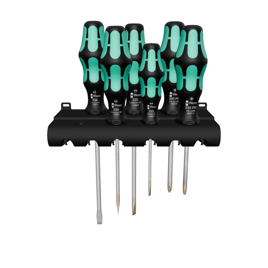 Wera 105650 Kraftform Plus Slotted/Phillips Screwdriver Set + Rack - WR105650 - KC Tool