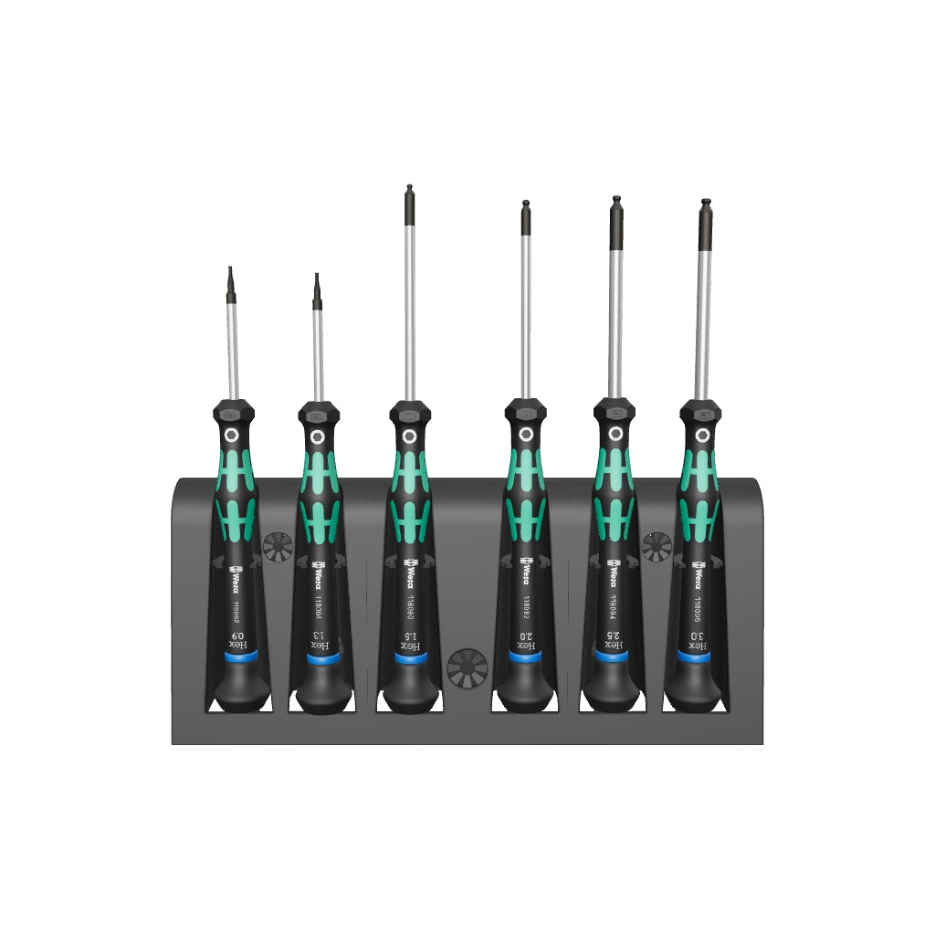 Wera 118156 Kraftform Micro Ball End Hex Metric Precision Screwdriver Set + Rack (Retail Pack) - WR118156 - KC Tool
