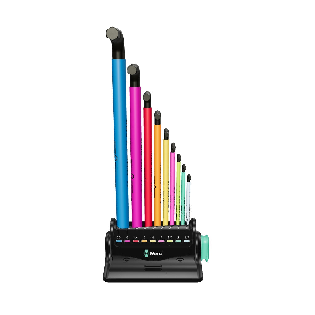 Wera 133165 950/9 Hex-Plus Multicolour 3 L-key Set, Metric, BlackLaser, 9 Pieces - WR133165 - KC Tool