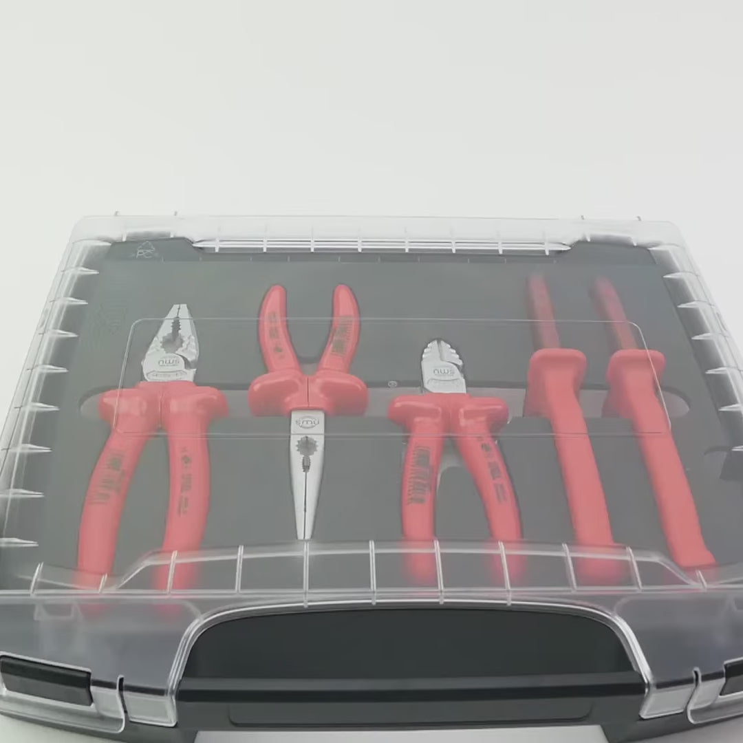 Load video: NWS Insulated 1000V Pliers and Knife L-BOXX Set, 6 Pieces