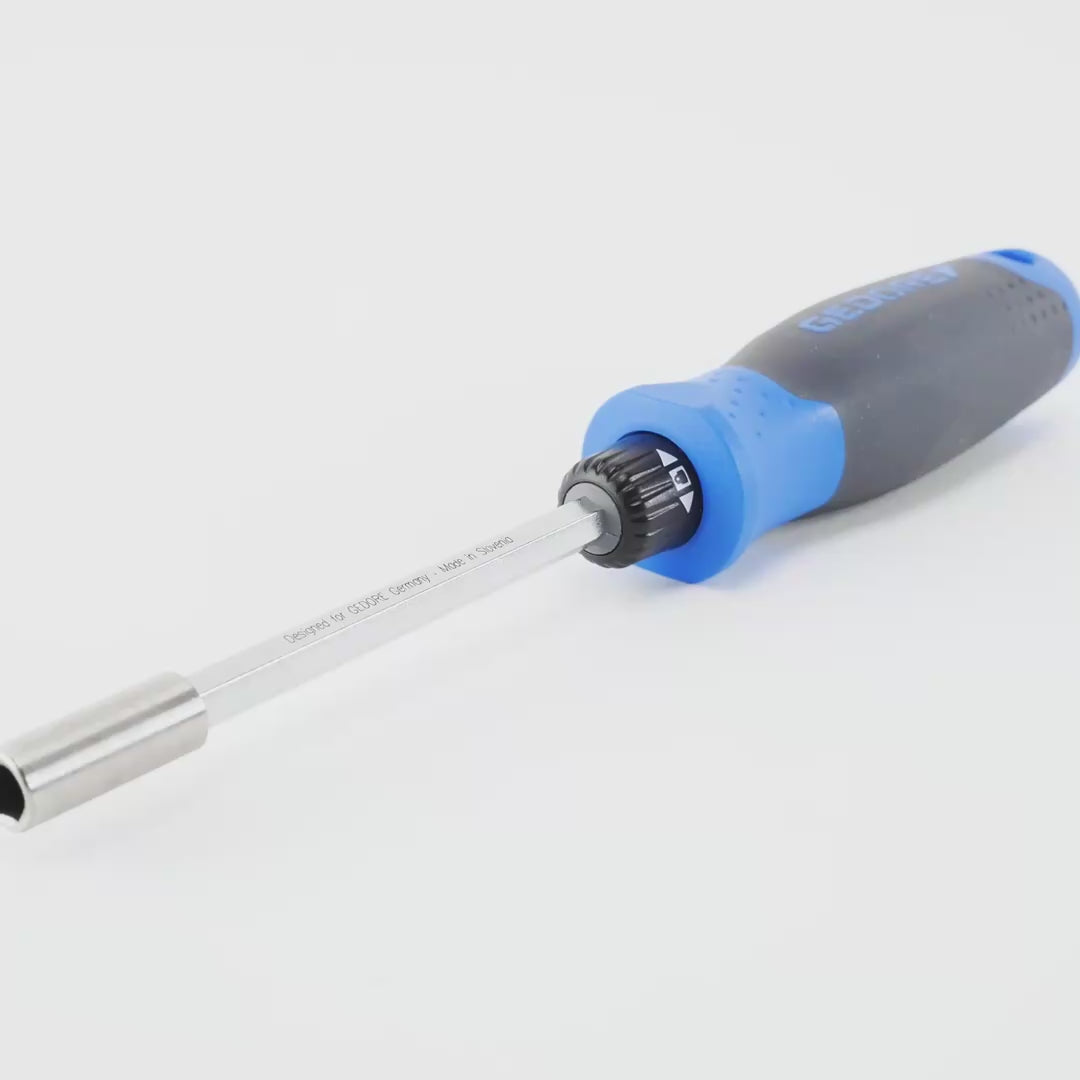 Load video: Gedore 2675 SilentGEAR Ratcheting Screwdriver with 1/4" Bit Holder