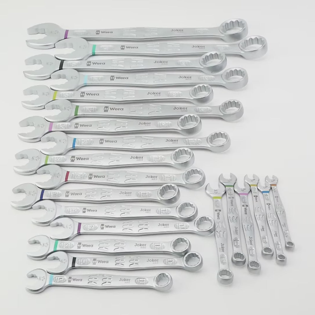 Load video: Wera 020232 Joker Combination Metric Wrench Set, 22 Pieces