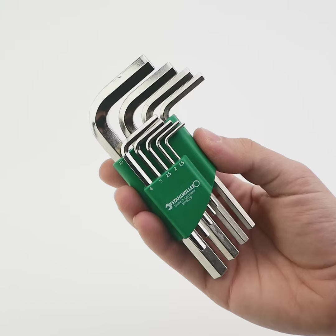 Load video: Stahlwille 10760/9 Metric Hex L-Key Set, 9 Pieces