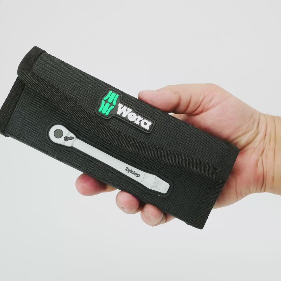 Load video: Wera 004021 Zyklop Metal Ratchet 1/4" Drive with Switch Lever SAE Set